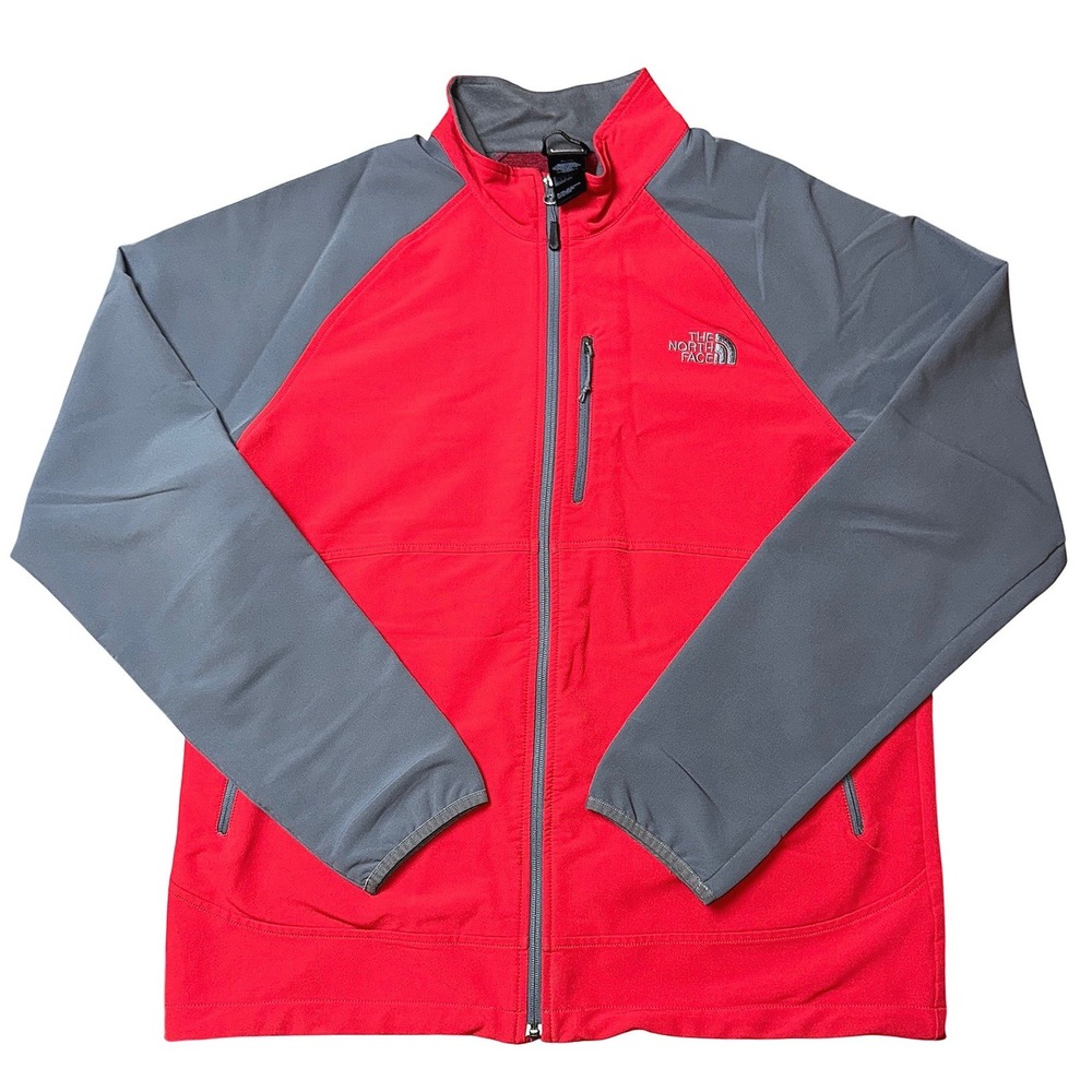 The North Face Mens XL Red Grey Softshell Full Zip Jacket C877 TCN3 Raglan